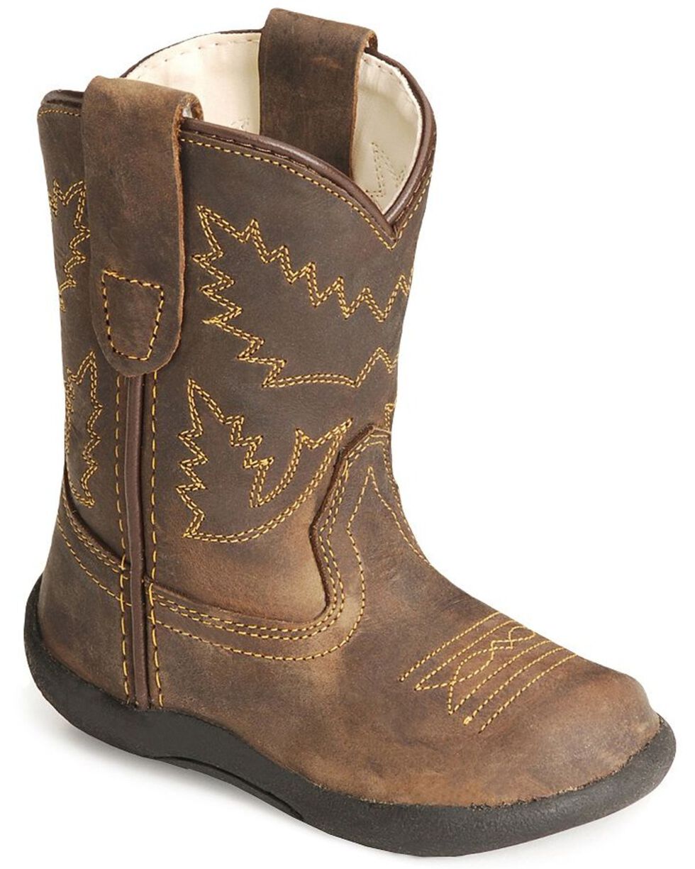Old West Jama Corporation Boys Brown Oily Cowboy Boots 